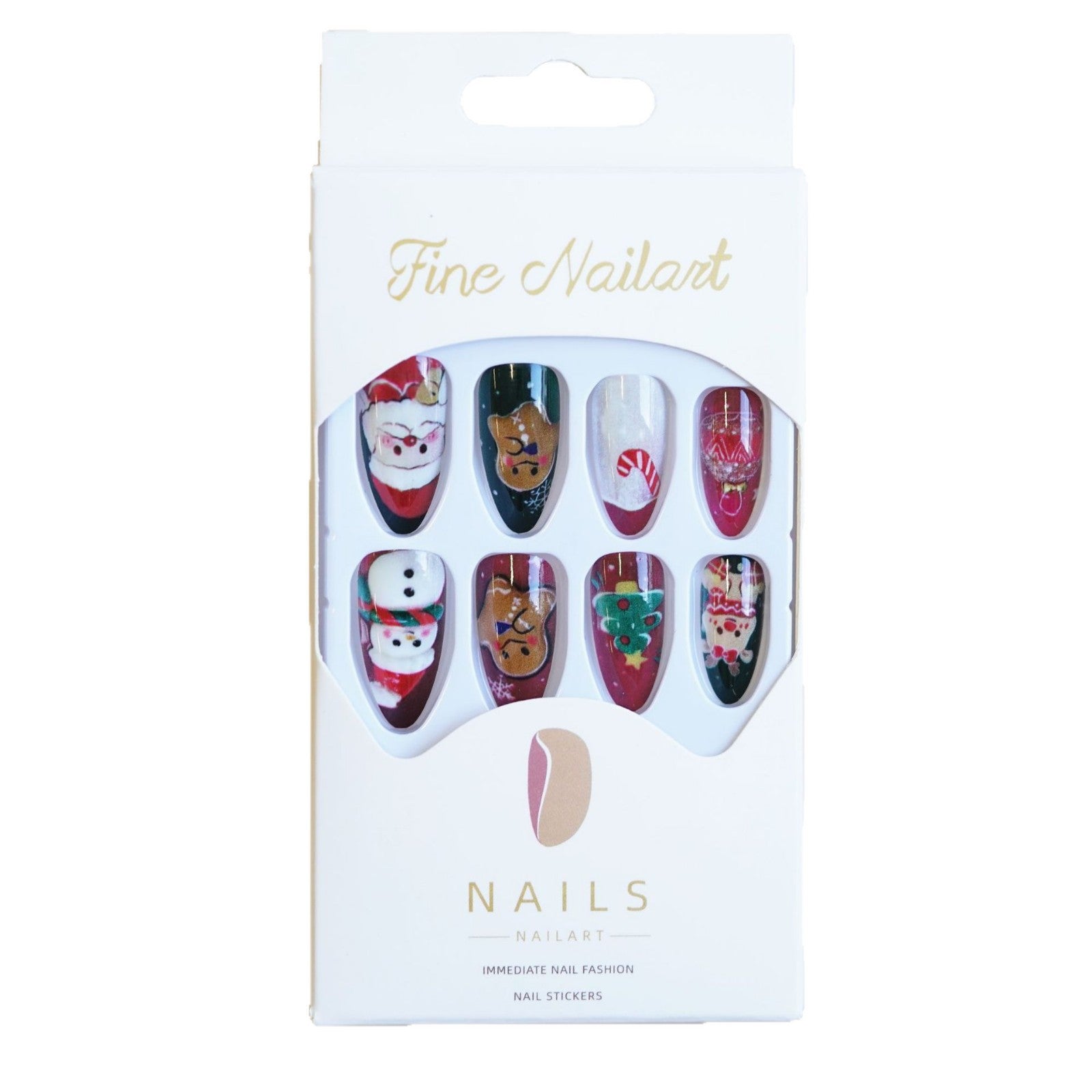 Wholesale Christmas red and green elk gingerbread man snowman wearable nail stickers